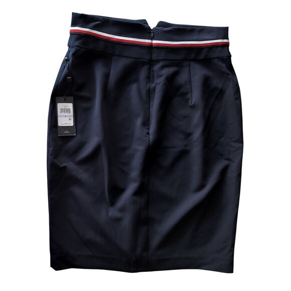 New Tommy Hilfiger Women's Navy Blue Midi Skirt Red White Stripes at Waist Sz 6 - Picture 5 of 11